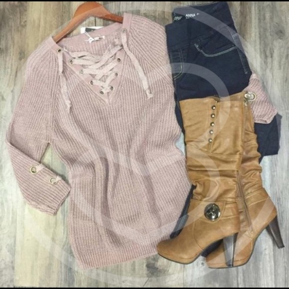 ALIA solid sweater tunic top - Picture 3 of 3